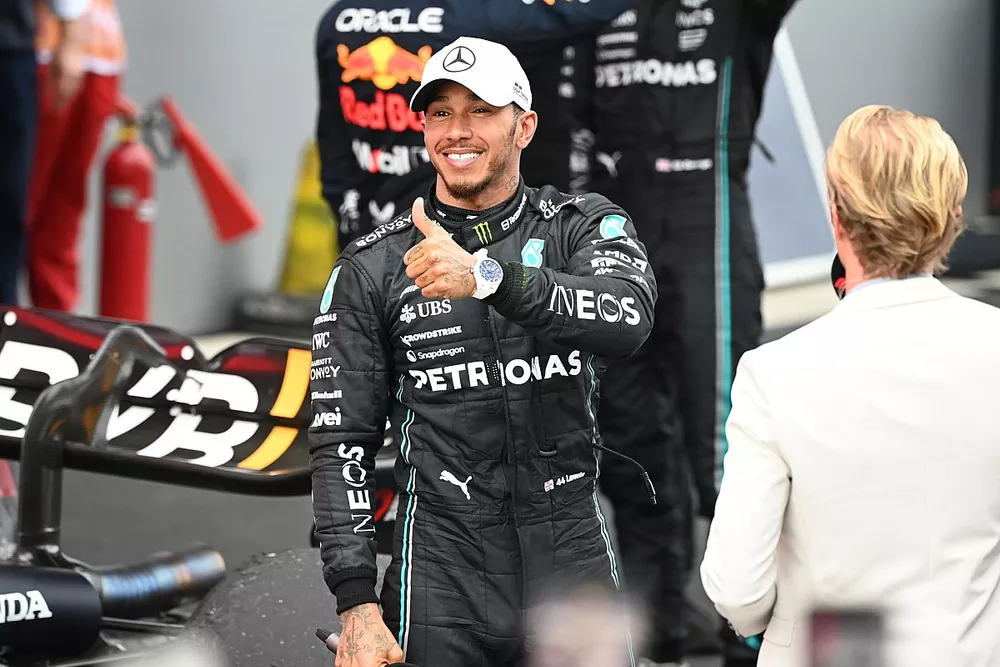 Lewis Hamilton, Mercedes-AMG, 2nd position, in Parc Ferme