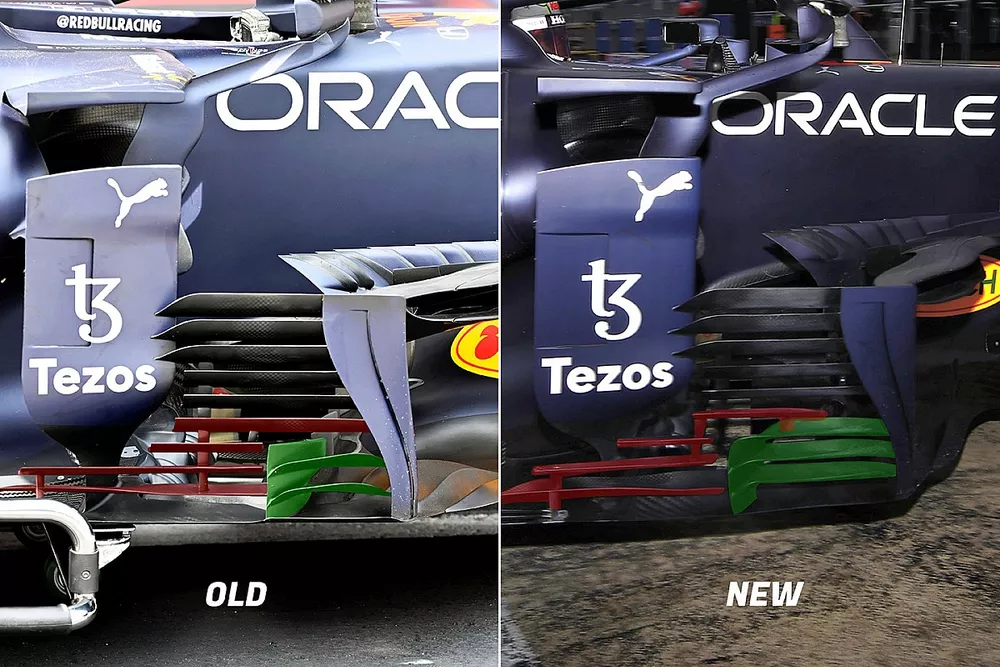 Red Bull RB16B bargeboard cluster and sidepod delfector comparison