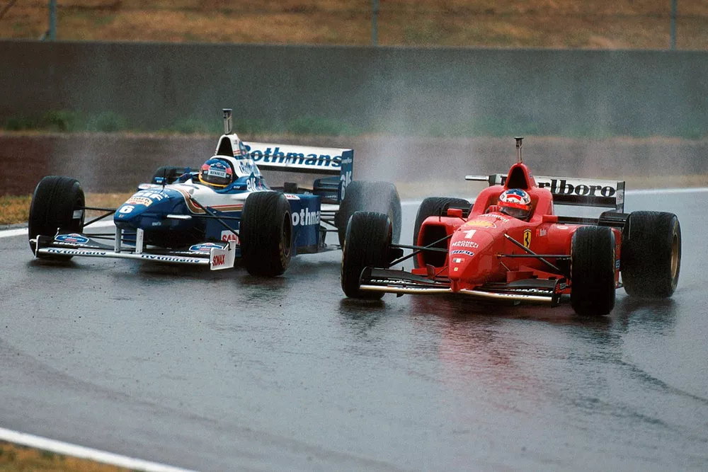 Winner Michael Schumacher, Ferrari, Jacques Villeneuve, Williams
