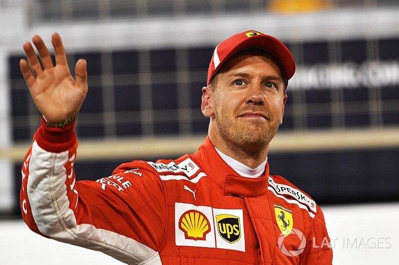 Pole sitter Sebastian Vettel, Ferrari celebrates in parc ferme