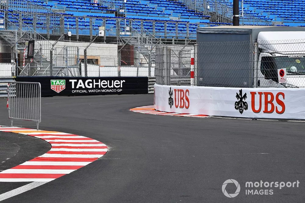Tag Heuer and UBS trackside banners in position