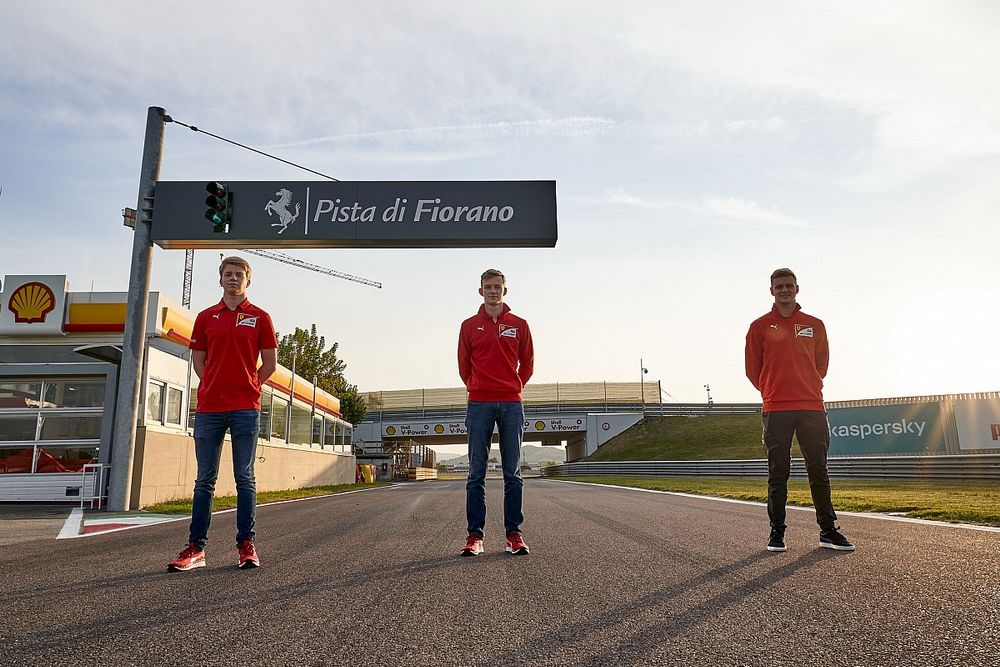 Callum Ilott, Mick Schumacher and Robert Shwartzman, Ferrari Driver Academy