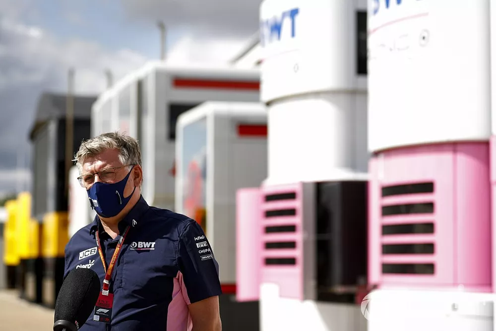 Otmar Szafnauer, Team Principal and CEO, Racing Point speaks to the media