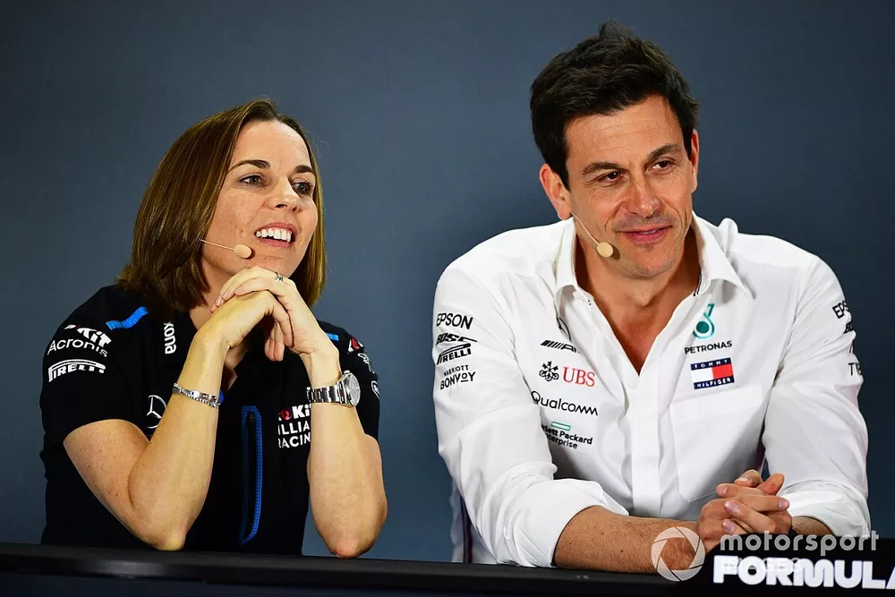 Claire Williams, Deputy Team Principal, Williams Racing, and Toto Wolff, Executive Director (Business), Mercedes AMG 