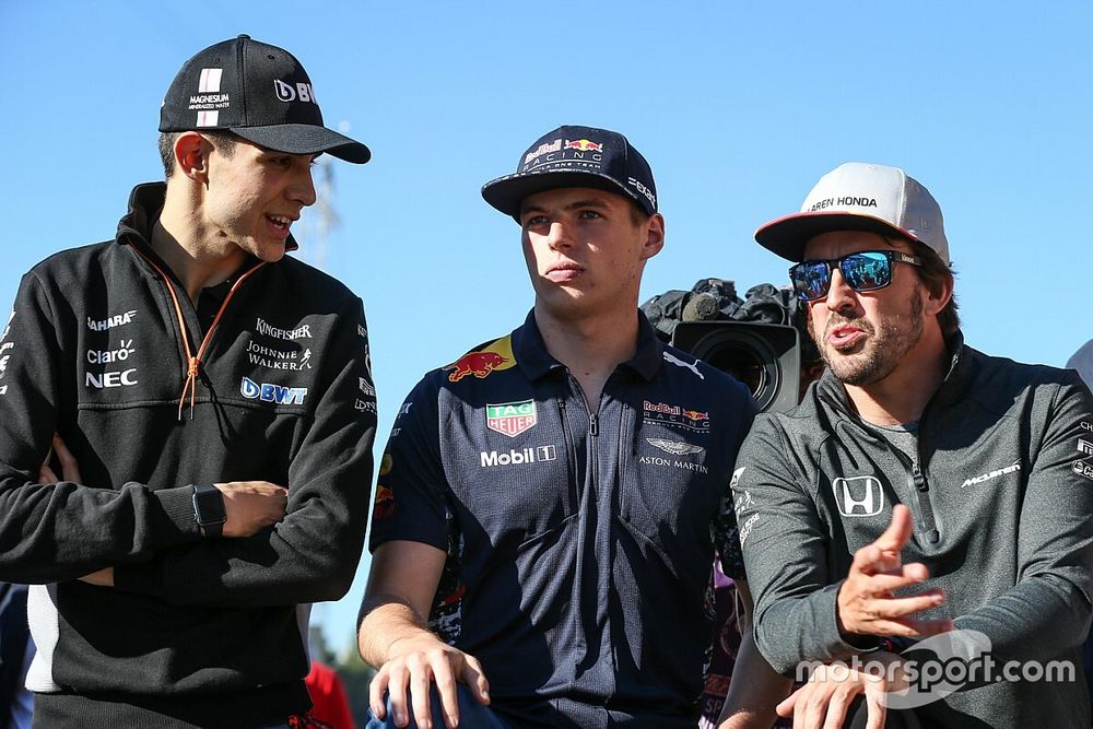 Esteban Ocon, Sahara Force India F1, Max Verstappen, Red Bull Racing y Fernando Alonso, McLaren