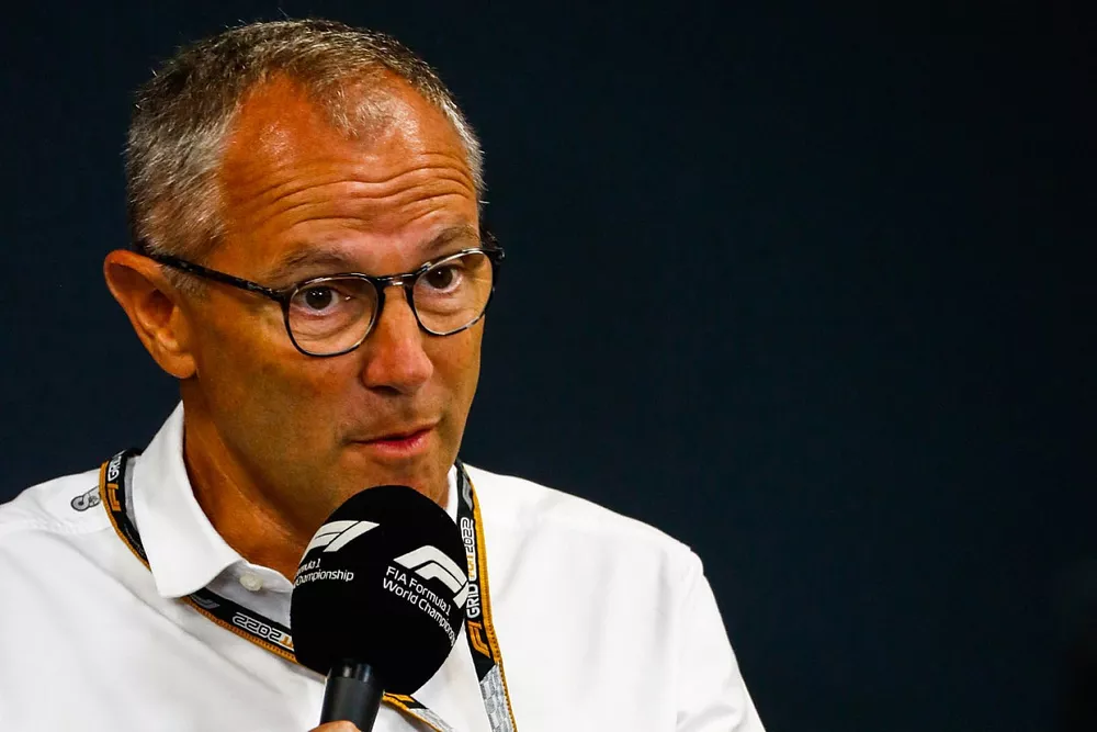 Stefano Domenicali, CEO, Formula 1, at the press conference announcing Audi's entry into Formula 1 in 2026