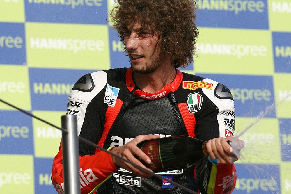 Podio: tercer lugar Marco Simoncelli, Aprilia