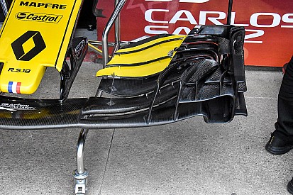 Tecnica Renault: l'ala anteriore molto scarica giova alla R.S.18