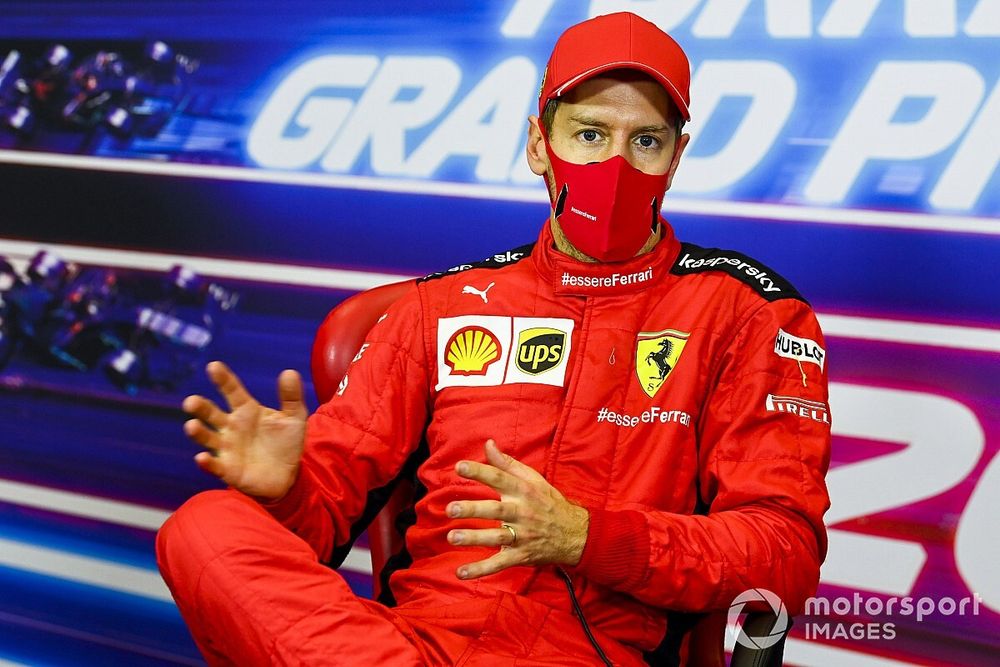 Sebastian Vettel, Ferrari in the press conference 