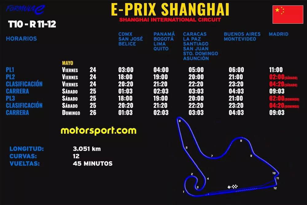 Horarios ePrix Shanghai F&oacute;rmula E