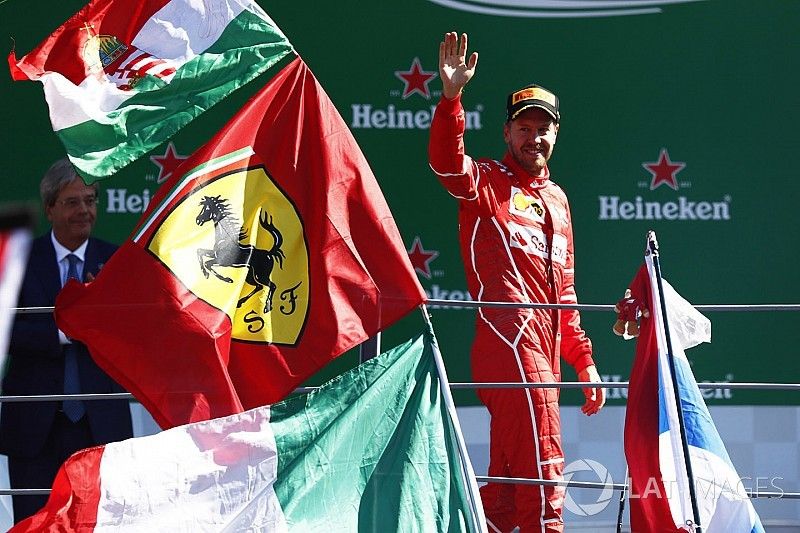 Podium: third place Sebastian Vettel, Ferrari SF70H
