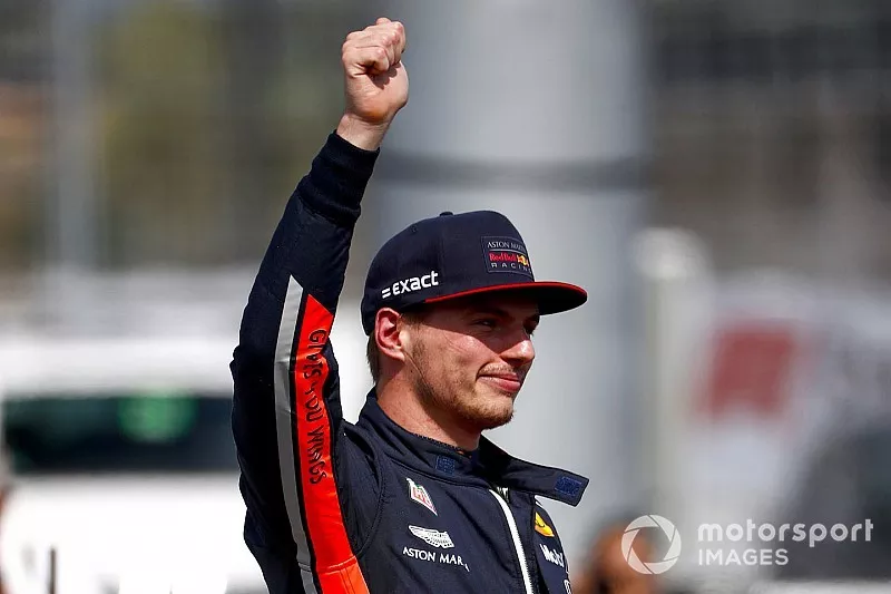 Max Verstappen, Red Bull Racing celebrates in Parc Ferme 