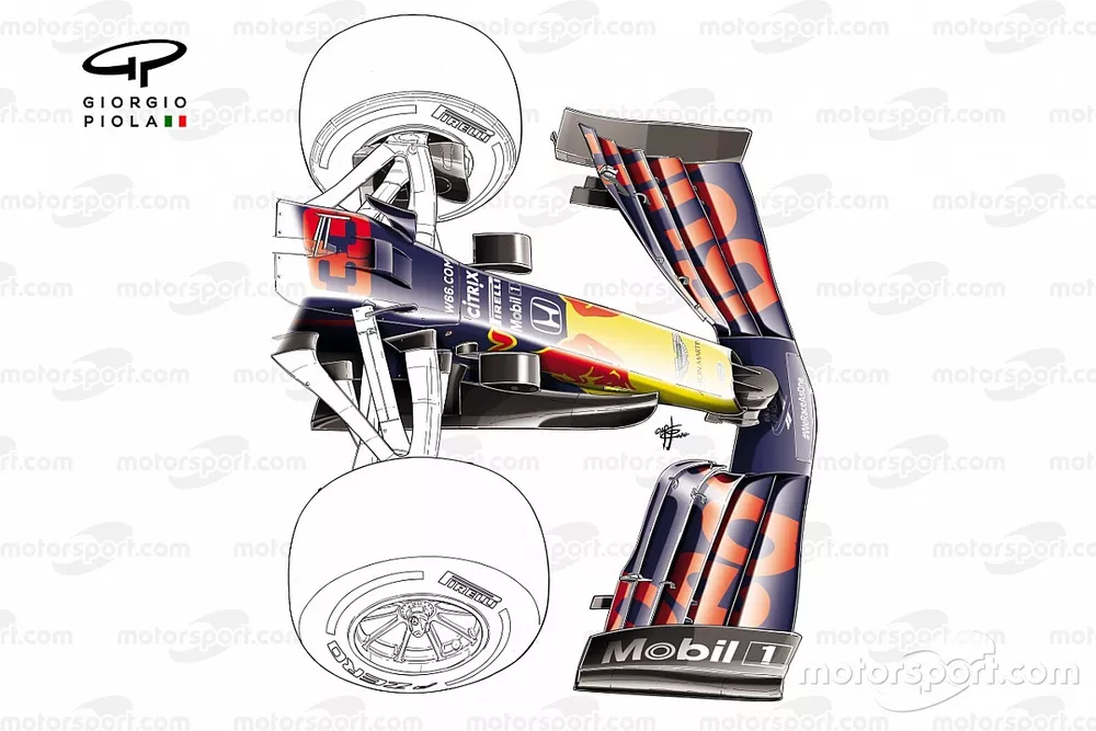 El nuevo aler&oacute;n delantero del Red Bull Racing RB16 