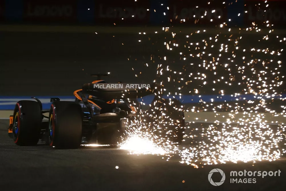 Sparks kick up from Daniel Ricciardo, McLaren MCL36