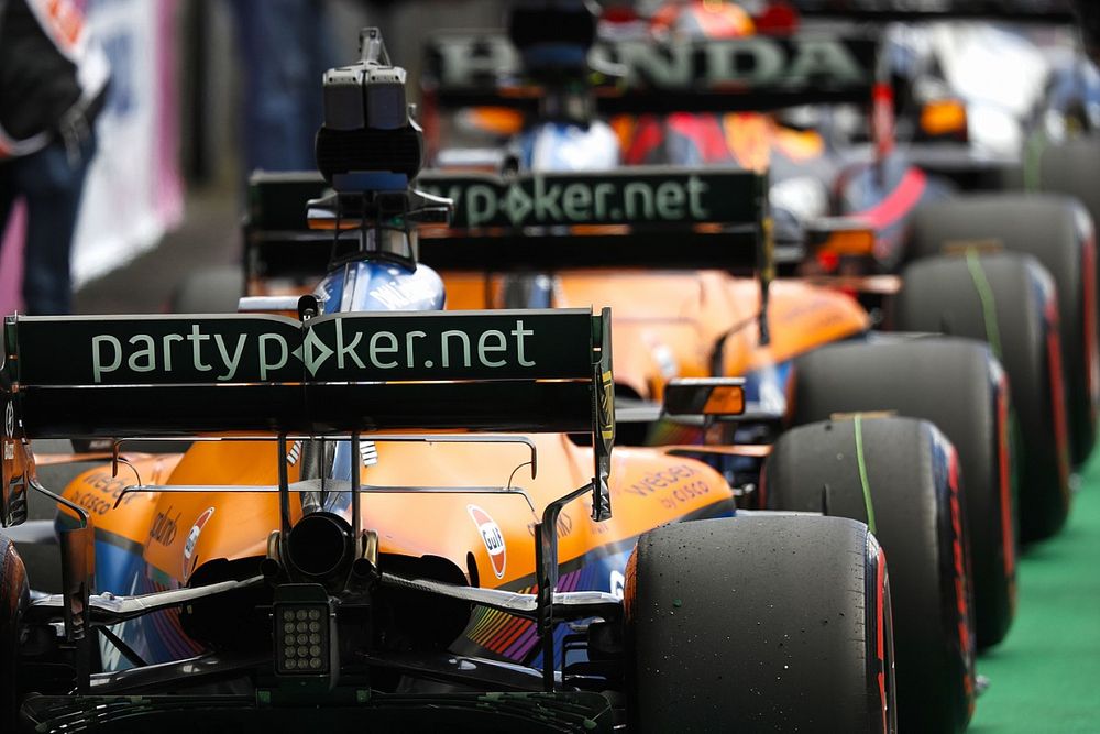 The car of Daniel Ricciardo, McLaren MCL35M, in Parc Ferme