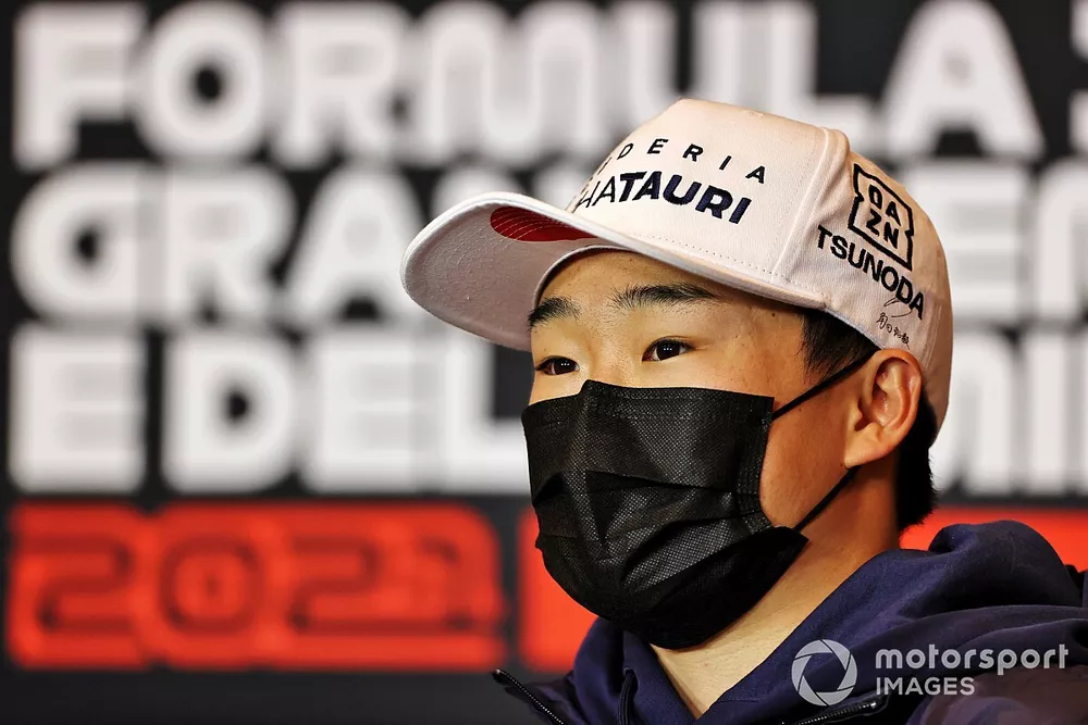 Yuki Tsunoda, AlphaTauri  in the Press Conference