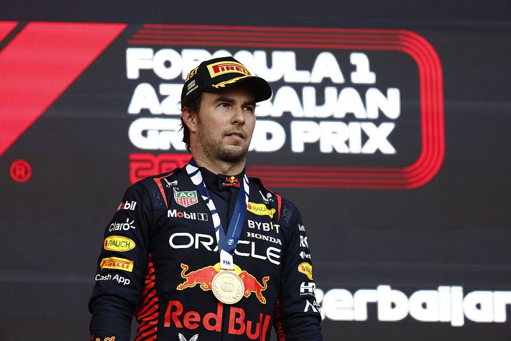 Podio: ganador Sergio Pérez, Red Bull Racing