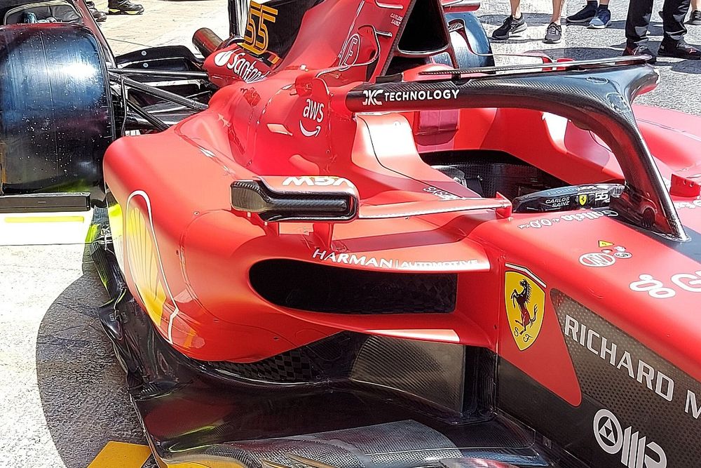 Ferrari SF-23, detalle del nuevo sidepod, GP de España
