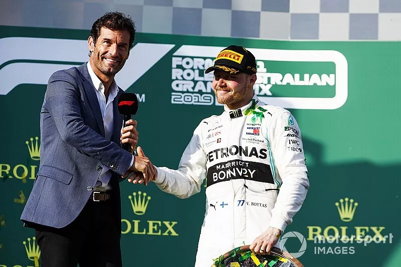 Podyum: Mark Webber ve Yarış galibi Valtteri Bottas, Mercedes AMG F1