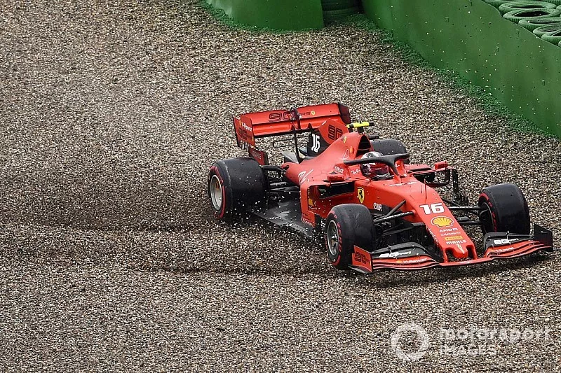 Charles Leclerc, Ferrari SF90, loses control of his car and crashes out of the race