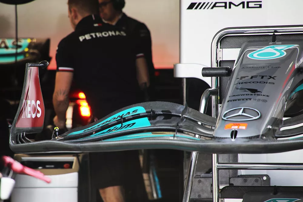 Mercedes W13 front wing detail
