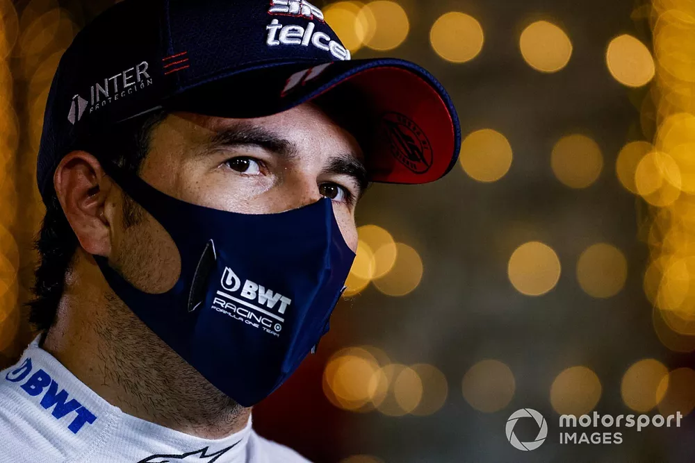 Sergio Perez, Racing Point, est interview&eacute; apr&egrave;s les qualifications