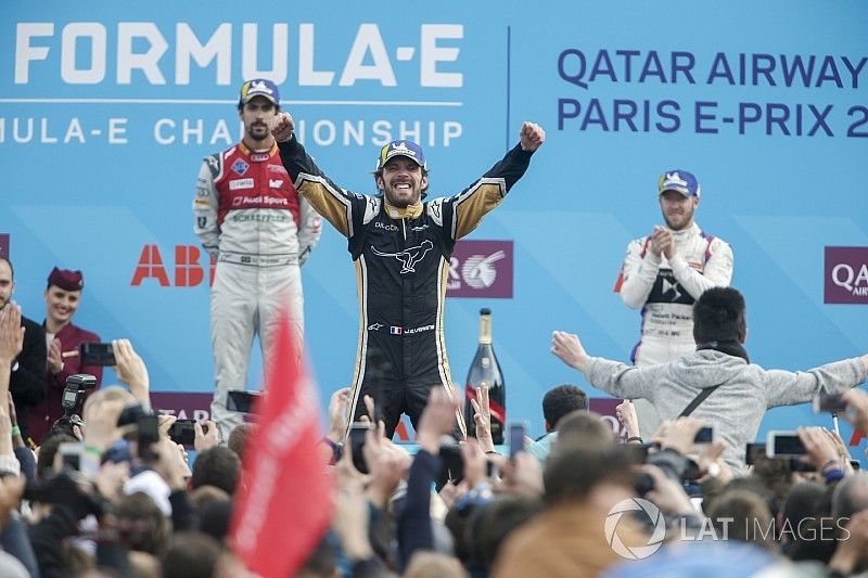 Podio: ganador Jean-Eric Vergne, Techeetah, Lucas di Grassi, Audi Sport ABT Schaeffler segundo y  Sam Bird, DS Virgin Racing tercero