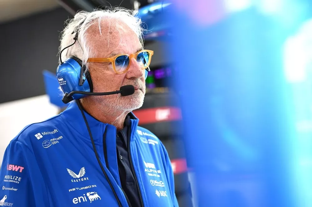 Flavio Briatore, Executive Advisor of Alpine F1 looks on in the garage.