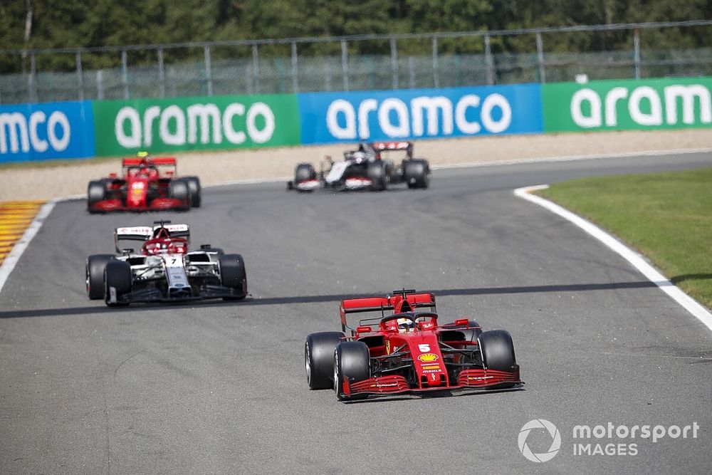 Sebastian Vettel, Ferrari SF1000, Kimi Raikkonen, Alfa Romeo Racing C39, Charles Leclerc, Ferrari SF1000, Romain Grosjean, Haas VF-20