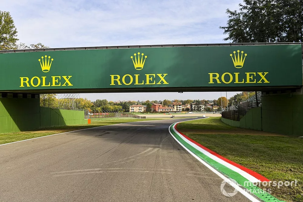 Rolex branding on a bridge over the track