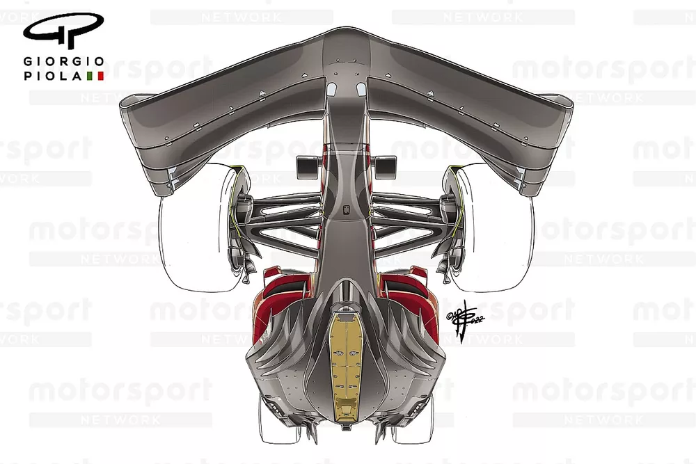 La Ferrari F1-75 en vue de dessous