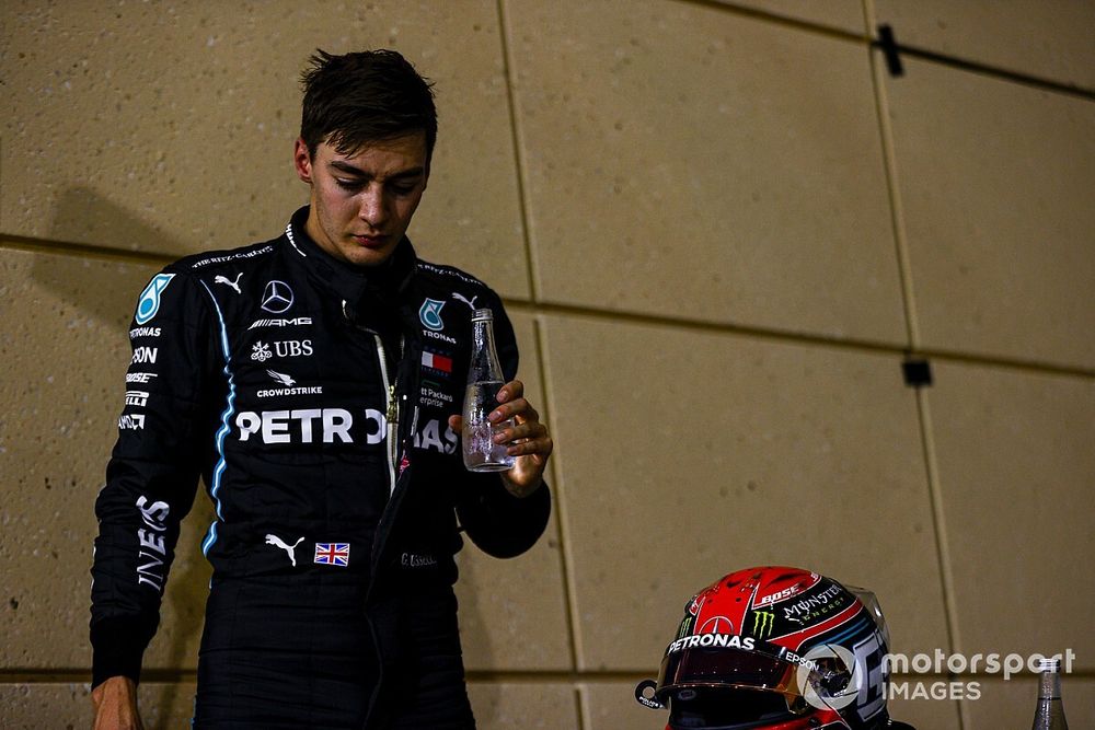 George Russell, Mercedes-AMG F1, in Parc Ferme after Qualifying