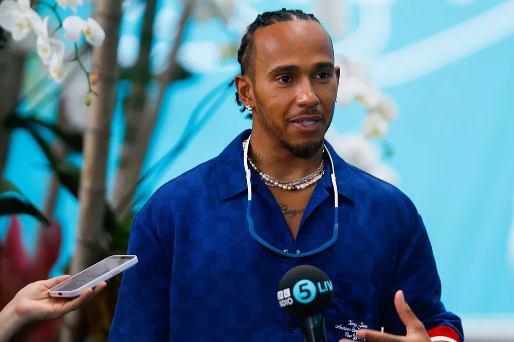 Lewis Hamilton, Mercedes-AMG speaks to the media
