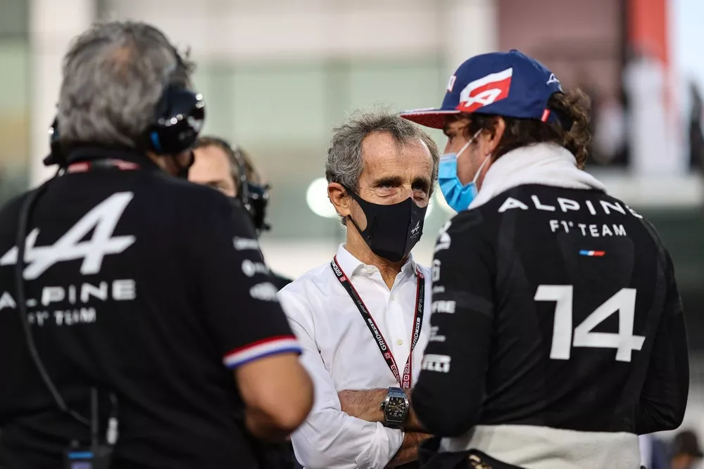 Alain Prost con Fernando Alonso, Alpine 