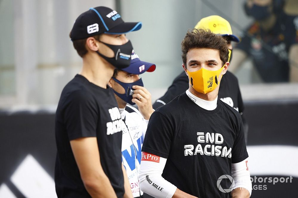 George Russell, Williams Racing, Lando Norris, McLaren en apoyo al movimiento de fin al racismo