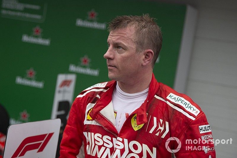 Kimi Raikkonen, Ferrari, nel parco chiuso