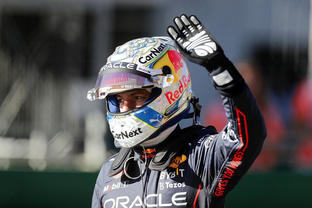 Pole man Max Verstappen, Red Bull Racing, celebrates