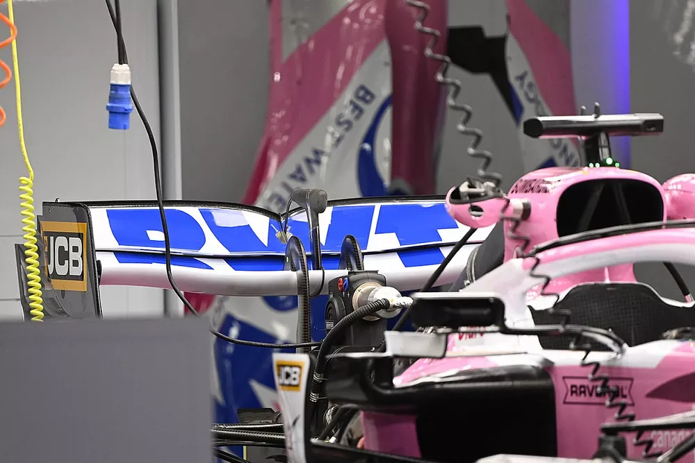 Dettagli dell'ala posteriore della Racing Point RP20 