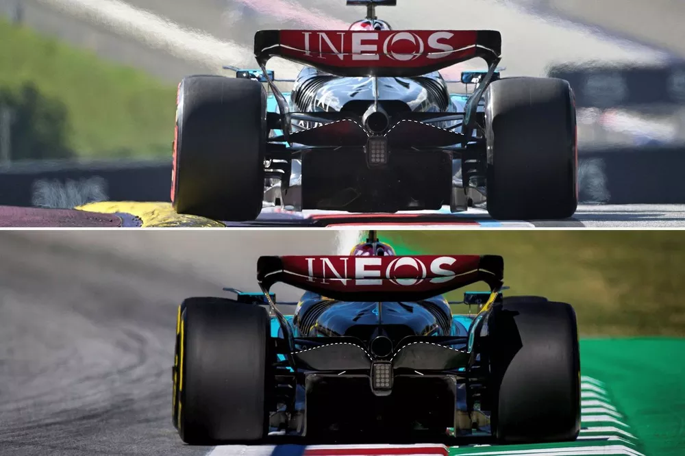 Comparaci&oacute;n del aler&oacute;n del Mercedes W15