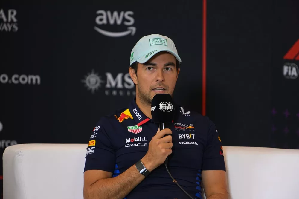Sergio Perez, Red Bull Racing, in the Press Conference 