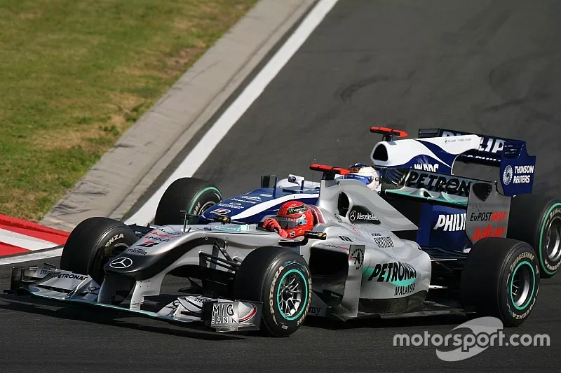 Rubens Barrichello, Williams F1 Team en Michael Schumacher, Mercedes GP