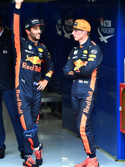 Daniel Ricciardo, Red Bull Racing y Max Verstappen, Red Bull Racing celebran en parc ferme