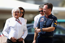 Bernie Ecclestone y Christian Horner, jefe de equipo Red Bull Racing
