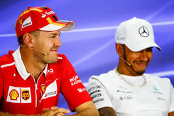 Sebastian Vettel, Ferrari and Lewis Hamilton, Mercedes AMG F1, in the press conference