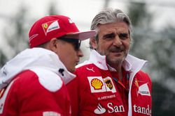 (L to R): Kimi Raikkonen, Ferrari with Maurizio Arrivabene, Ferrari Team Principal