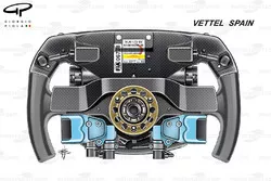 Ferrari SF70H, back view of Sebastien Vettel's steering wheel, Spanish GP