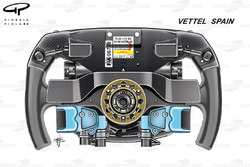 Ferrari SF70H : vue de dos du volant de Sebastian Vettel, GP d'Espagne