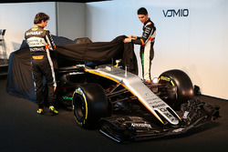 (L to R): Sergio Perez, Sahara Force India F1 and team mate Esteban Ocon, Sahara Force India F1 Team unveil the Sahara Force India F1 VJM10
