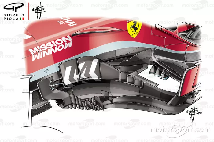 Ferrari SF71H bargeboards, United States GP