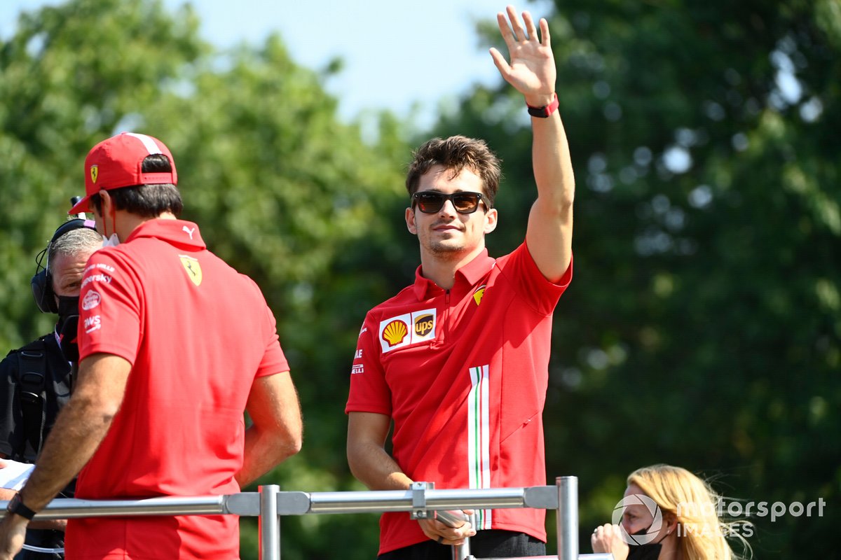 Charles Leclerc, Ferrari, in the drivers parade